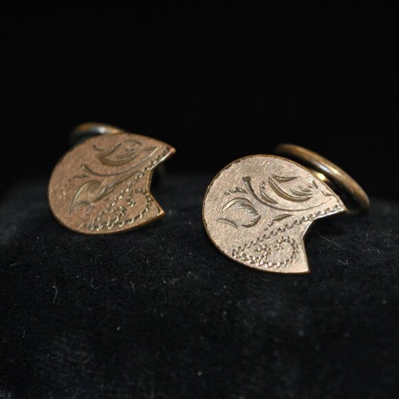 Antique Gold-filled Engraved "Artist's Palette" Cufflinks - Picture 4 of 10